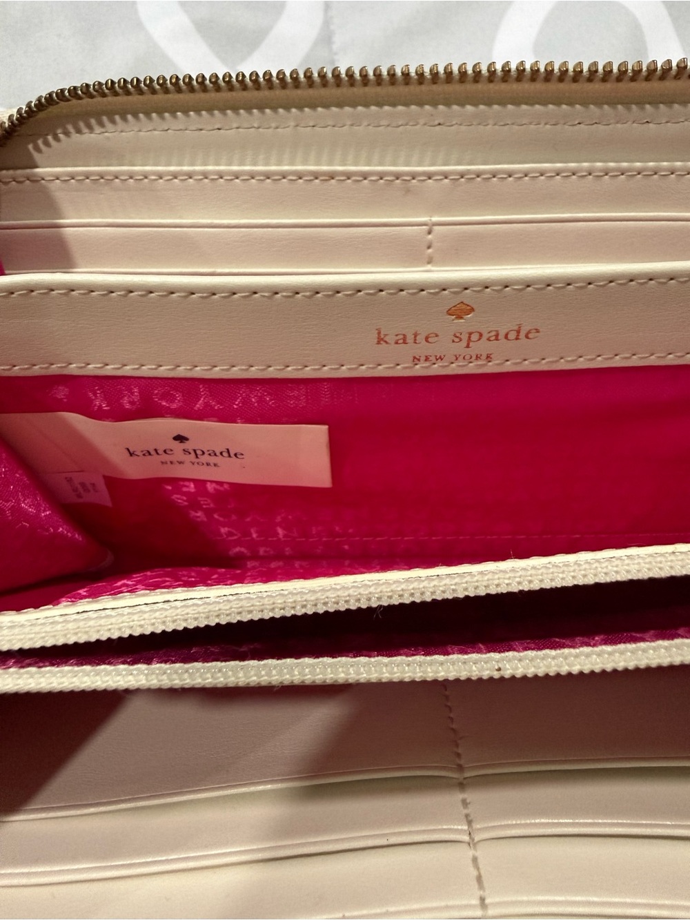 kate spade Leopard Patent Zip Wallet with Hot Pink Pull - Picture 6 of 7